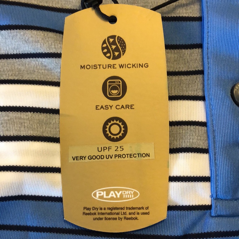 Greg Norman Blue Striped Polo Shirt UPF 25 - Picture 3 of 8